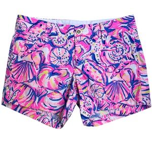 Lilly Pulitzer Callahan shorts womens size 2 Shell of a Time blue pink 5” inseam